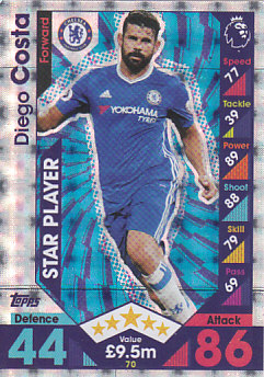 Diego Costa Chelsea 2016/17 Topps Match Attax Star Player #70
